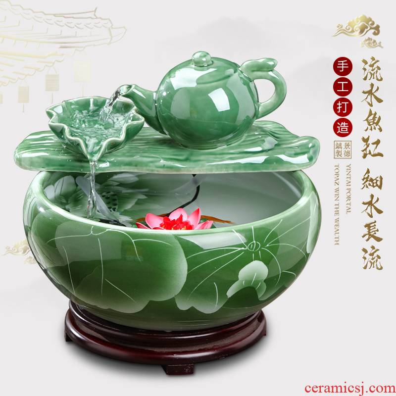 Jingdezhen ceramic fountain circulating water tank furnishing articles office desktop TV ark home sitting room adornment