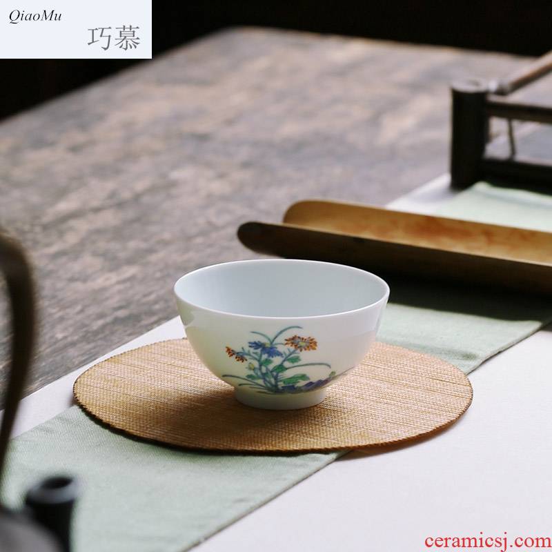 Qiao mu JYD archaize of jingdezhen blue and white stones fight yongzheng by grain to use hand made sample tea cup ceramic tea set