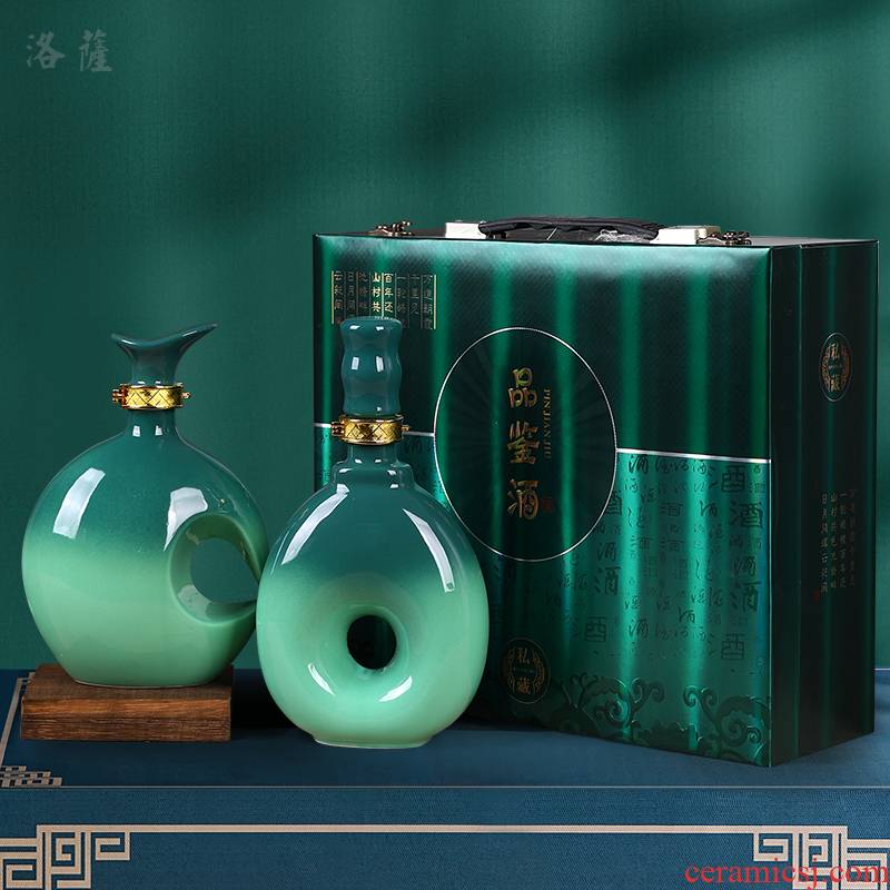 Jingdezhen ceramic 1 catty the an empty bottle seal small household hip flask custom gift wine jar wine gifts
