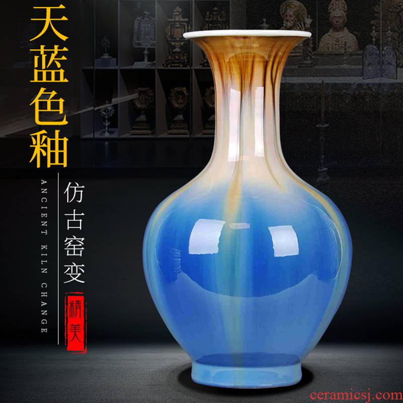 Blue vase of jingdezhen ceramics up with the new Chinese style household decorates sitting room classical handicraft furnishing articles flower arrangement
