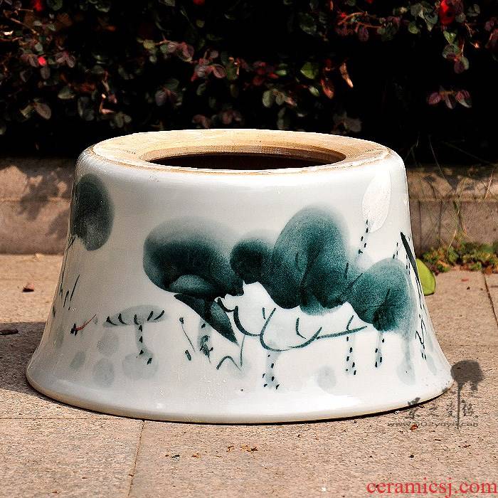 Aquarium porcelain pot foot rack porcelain ceramics hand - made base brocade carp pond lily lotus cylinder bottom ark