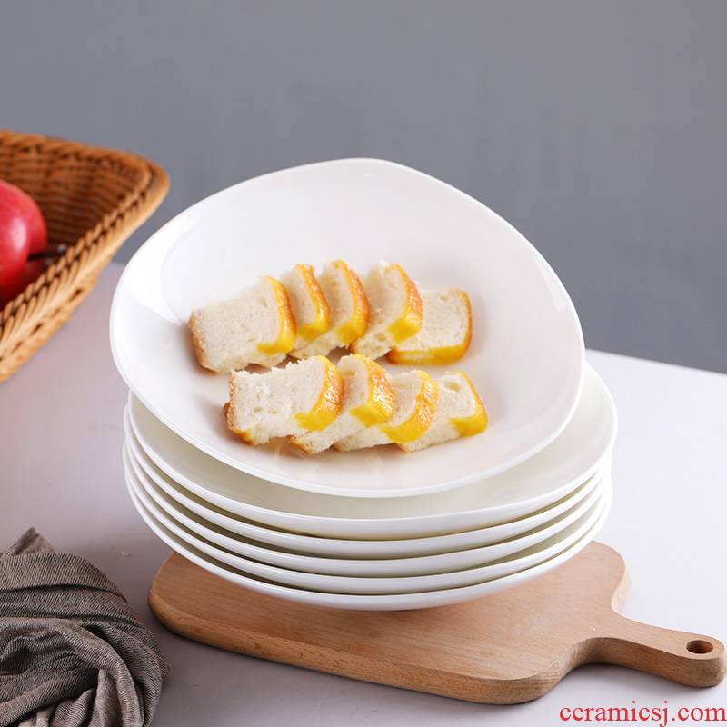 Plate of household ceramic dishes creative triangular Plate pasta salad dish Plate Plate pure white ipads porcelain FanPan deep dish