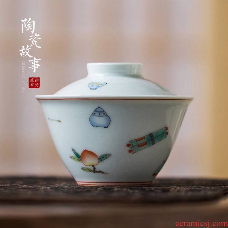 High - end checking hand - made ceramic story town tureen three tureen only a single green color four red hat to tureen