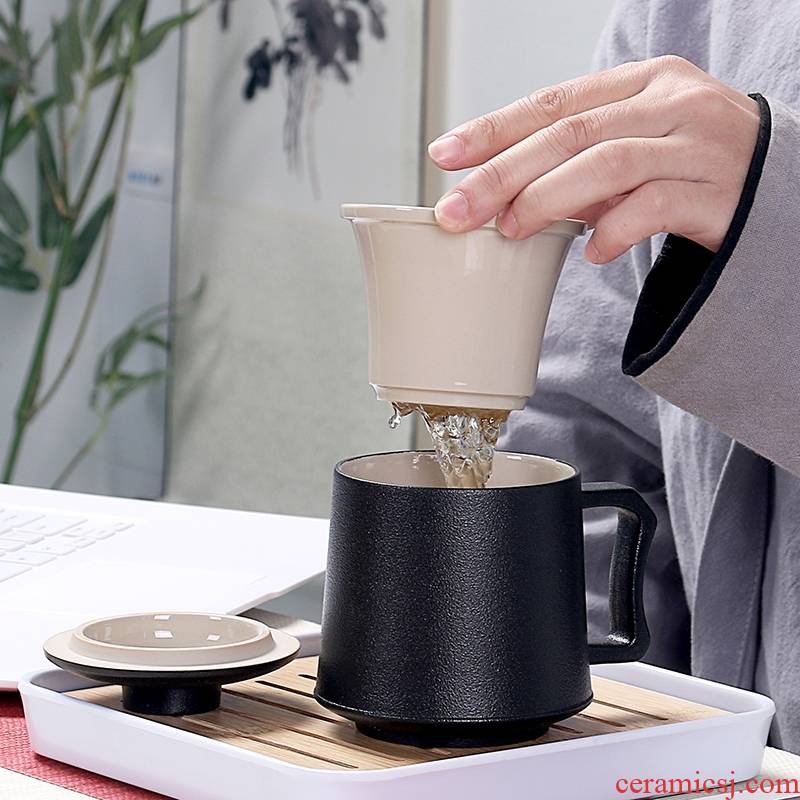 Qiao mu office cup of black tea separation ceramic one cup of tea cups with cover filtration keller large capacity