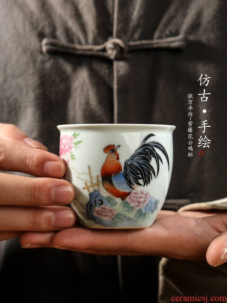 Pure manual kongfu master cup single CPU jingdezhen ceramic retro hand - made big chicken sample tea cup tea urn