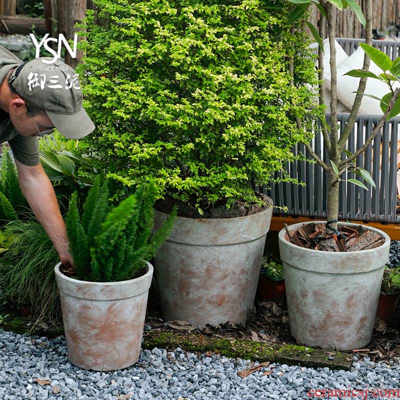 Royal three coarse pottery mud garden flowerpot legend garden hotel decoration restoring ancient ways more kind of saplings do old red pot in the meat