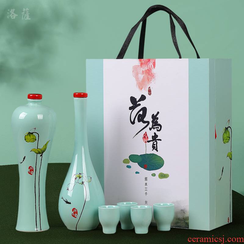 An empty bottle of jingdezhen ceramic pot 1 catty creative gift liquor home wine sealed small jars wine gift box