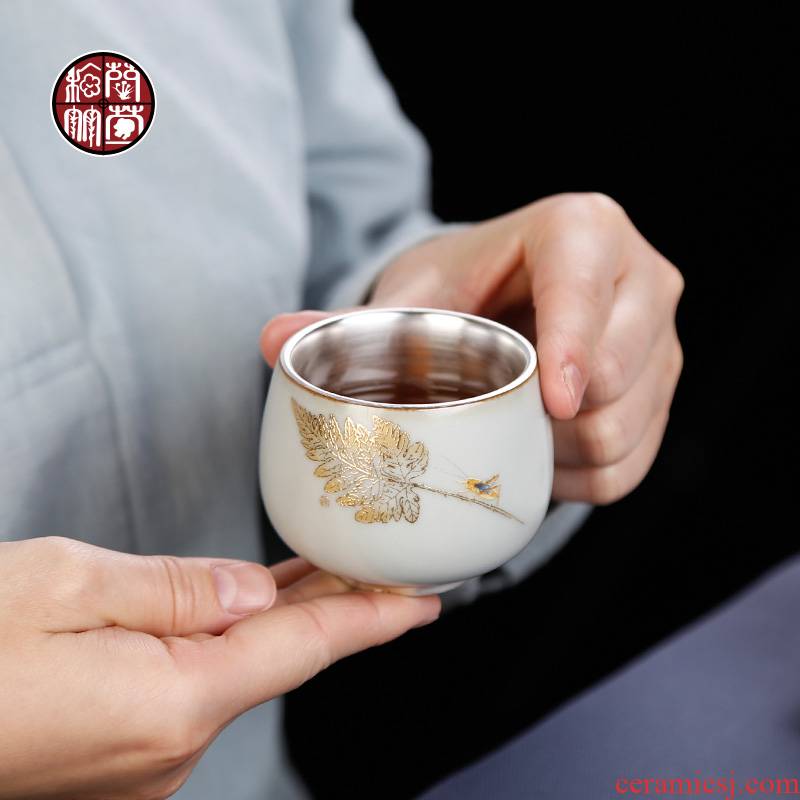 Ceramic tea tasted silver gilding master cup your up, single CPU home special kung fu tea cup single sample tea cup "women