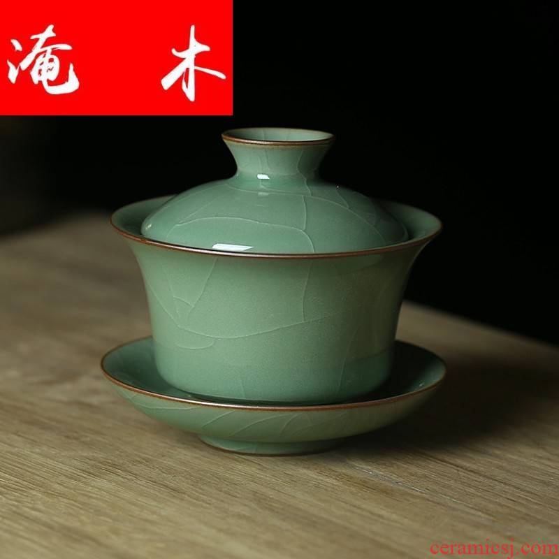 Submerged wood tureen only three bowl of large - sized ceramic kung fu tea tea bowl upset to make tea cup way
