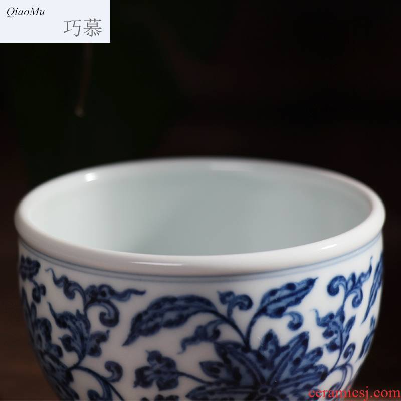 Qiao mu JYD jingdezhen single CPU yongzheng designs of blue and white tie up branch cylinder cup hand draw archaize ceramic tea cups