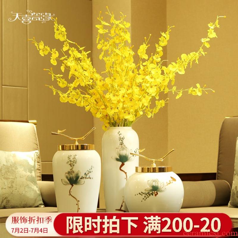 The Dried flower arranging flowers adornment TV cabinet ceramic vase furnishing articles, the sitting room porch home new Chinese zen