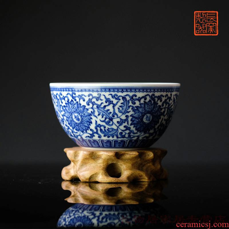 Offered home - cooked hand - made porcelain bound in the lotus flower everyone lines cylinder cups of jingdezhen ceramic tea cup tea bowl