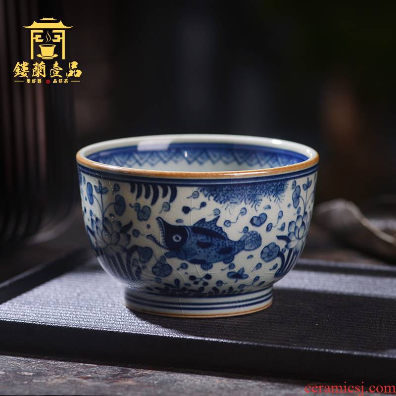 Jingdezhen ceramic hand - made all old clay on mackerel algal lines master cup large tea cup single cup bowl