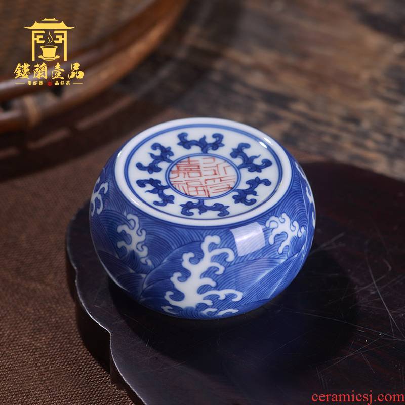Jingdezhen ceramic blue and white wing by jia fu water lines cover all hand - made buy small cup mat cup tureen paperweight