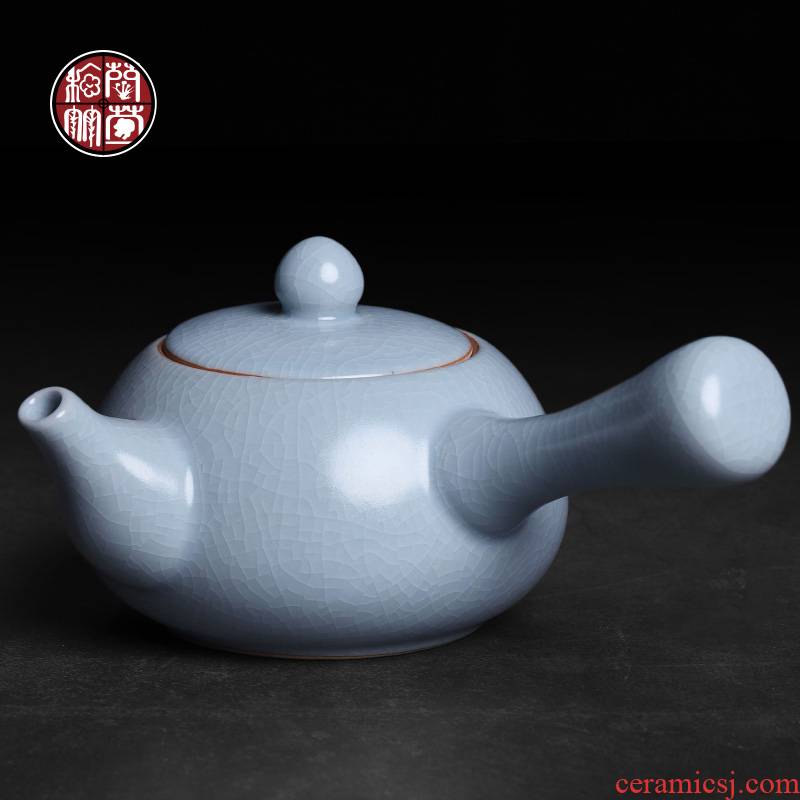 Open the slice your up teapot single pot teapot ice crack glaze ceramic side the cyan kung fu tea set for its ehrs single pot of day