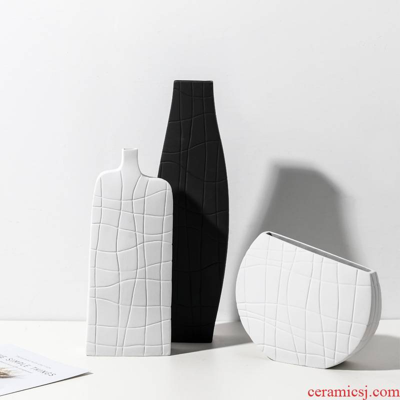 Scandinavian minimalist frosted glass vases furnishing articles creative ceramic patterns plank house porch flower arranging, black and white household act the role ofing is tasted