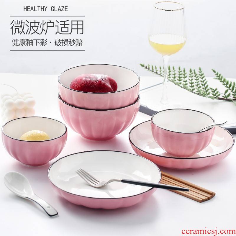 Dishes suit Japanese household utensils creative move web celebrity ceramic Dishes lovers set bowl chopsticks combination 2 people