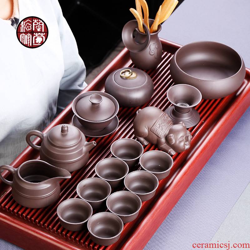 Purple sand tea set Purple clay office with contracted home sitting room of a complete set of kung fu tea teapot tea cups