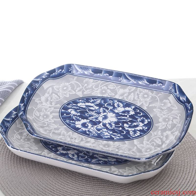 Jingdezhen glaze color Japanese ceramic plate under rectangular shaped dish home steamed fish fruit bowl