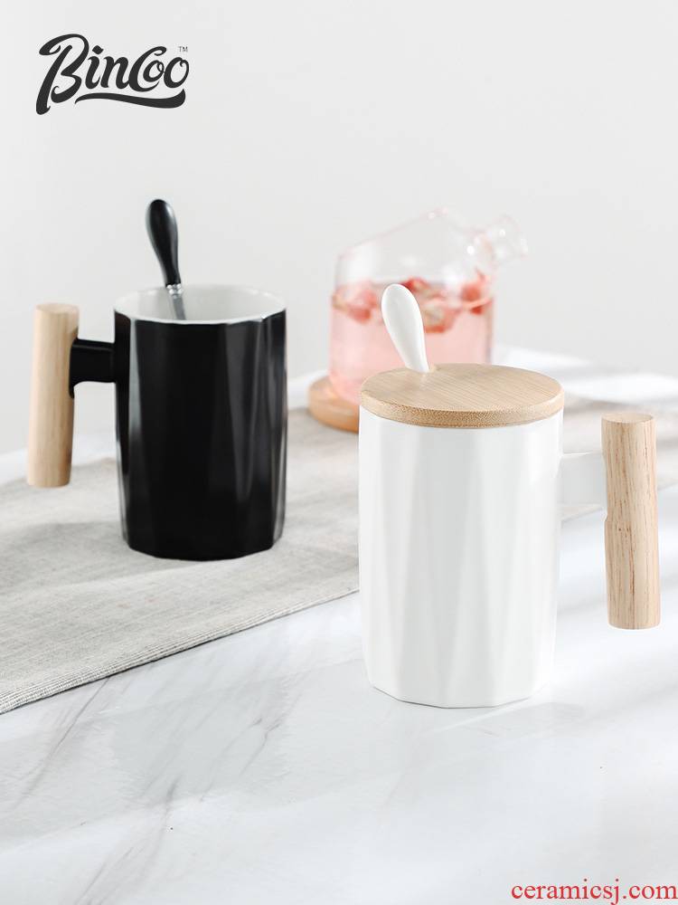 Bincoo creative move ceramic keller with spoon, office cup milk coffee cup tea cup