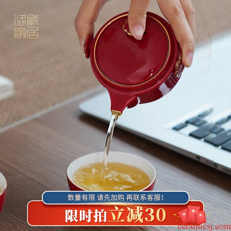 , new cat crack cup portable kung fu tea set household ceramics travel a pot of tea cups