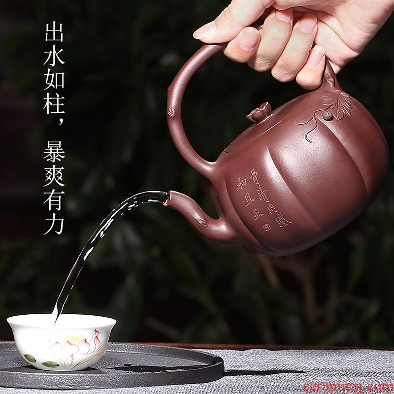 Qiao mu YH yixing are it by ore bottom groove green pure manual cixin qiu - yun teapot decals kung fu girder