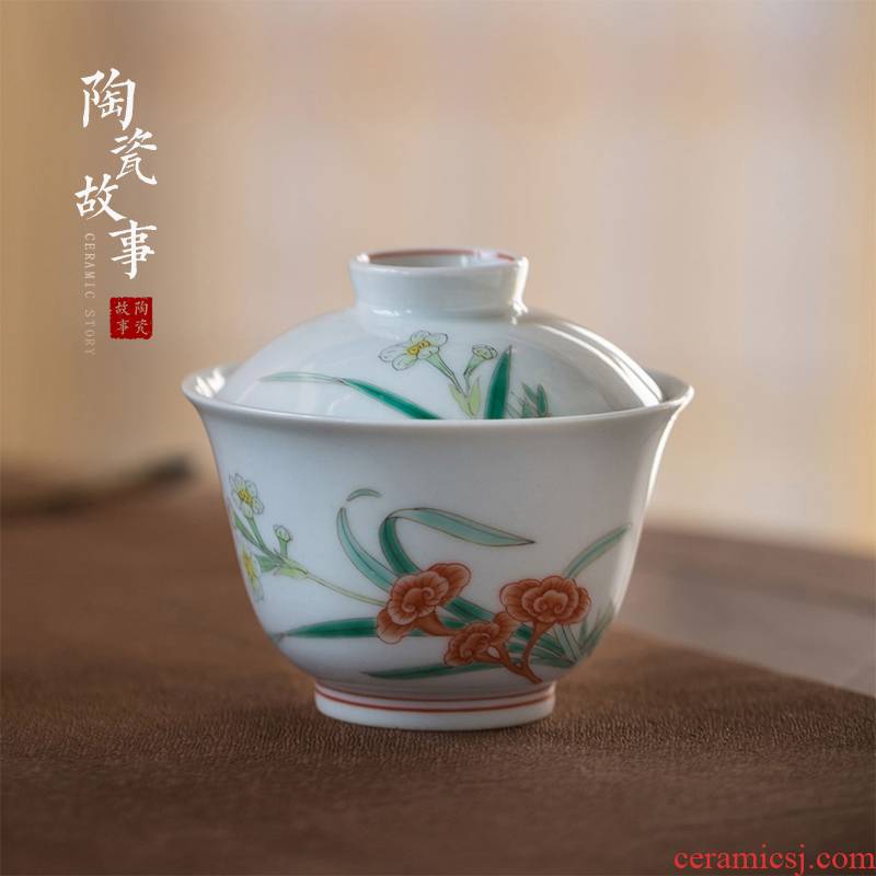 High - end checking hand - made ceramic story town tureen only three tureen single pastel refers to beauty tureen