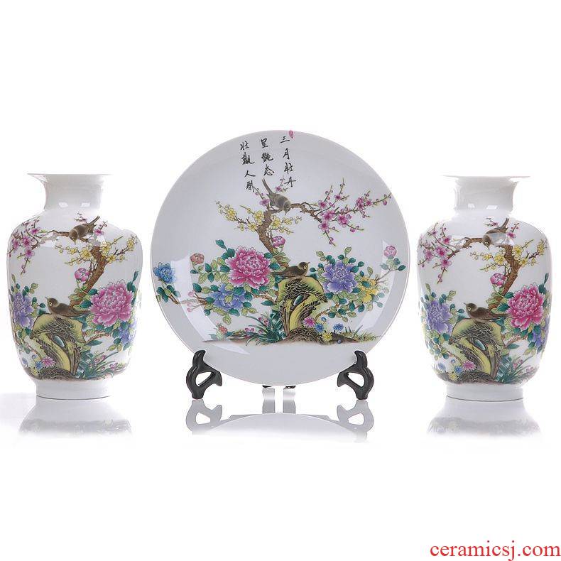 Jingdezhen ceramics with modern fashion three - piece vase home furnishing articles sitting room adornment ornament arts and crafts