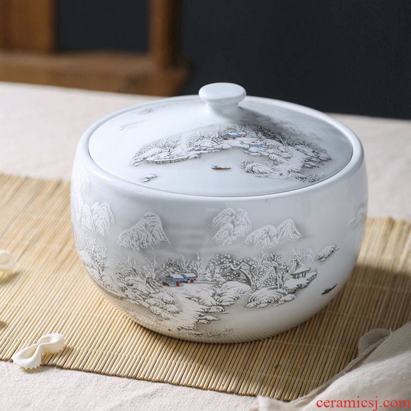 Household ceramics barrel ricer box sealed with cover rice wine bacon lard oil cylinder 3 jins 5 jins of 10 jins 20 jins moistureproof worm