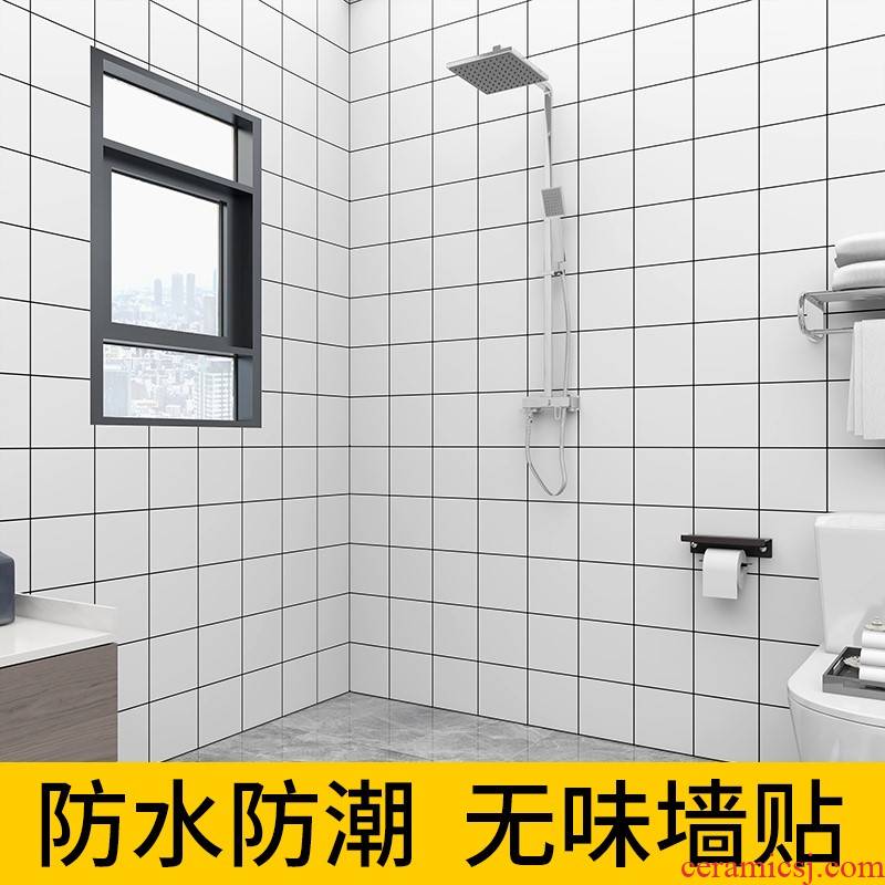 Bathroom toilet metope waterproof wall stickers modesty which wallpaper adhesive moistureproof mildew toilet imitation ceramic tile wall stickers
