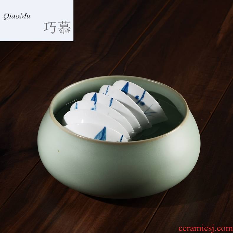 Qiao mu CMJ ceramic kung fu tea tea tray parts elder brother officer, brother writing brush washer wash cup sizes on your porcelain your up
