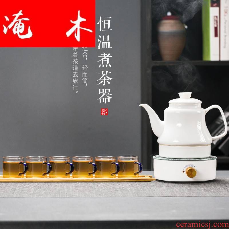 Flooded wood miniature boiling kettle ceramic black tea tea is tea set side to pot of warm tea, electrothermal TaoLu