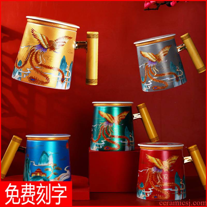 The Forbidden City water cup Chinese ceramic keller cup tea cup tea separation big office restoring ancient ways individuals dedicated woman