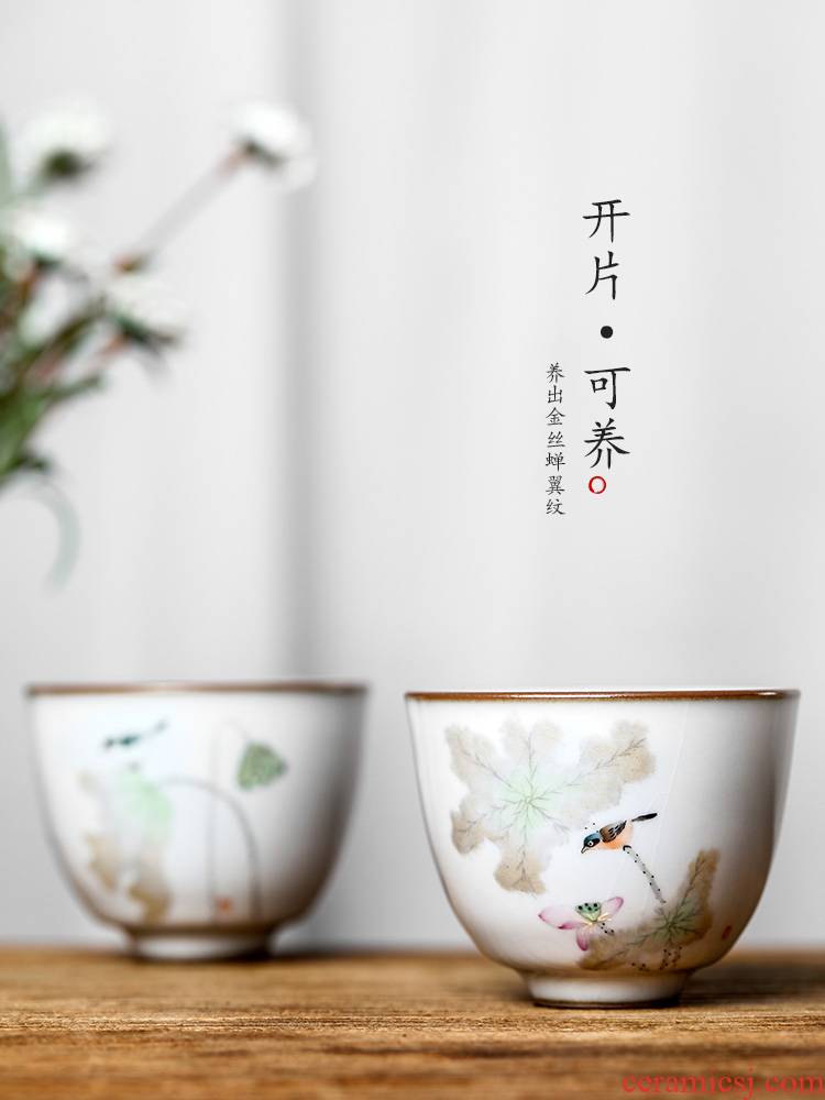 Your up with jingdezhen ceramic sample tea cup master cup single CPU getting pure manual hand - made teacup lotus birds for a cup of tea