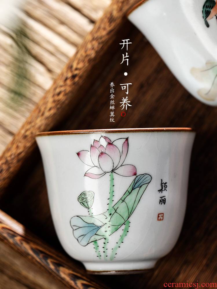 Jingdezhen ru up market metrix one cup of a cup of pure checking ceramic kung fu tea cup for cup hand - made lotus tea