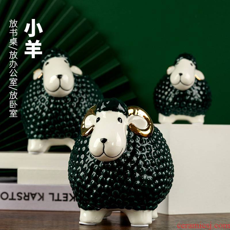 The Sheep furnishing articles ceramics handicraft three Yang kaitai living room office zodiac Sheep ceramic furnishing articles household act the role ofing is tasted