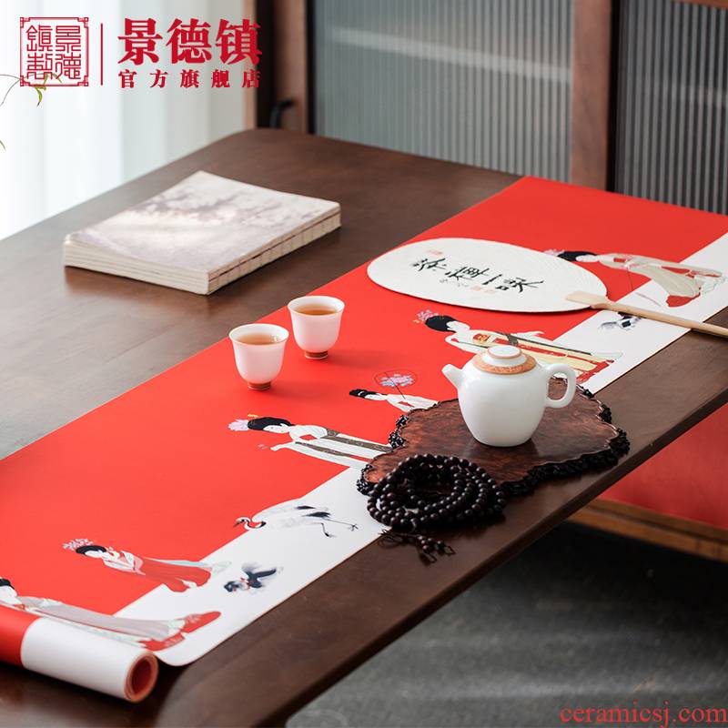 Jingdezhen official flagship store ceramic kung fu tea set with parts tea with tea leaves filter mat mat waterproof tea zero