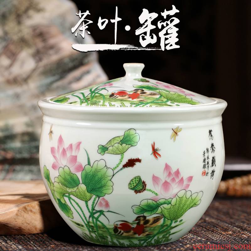 Jingdezhen ceramic famille rose seven Chinese style cake caddy fixings seal POTS retro puer tea cake large pot