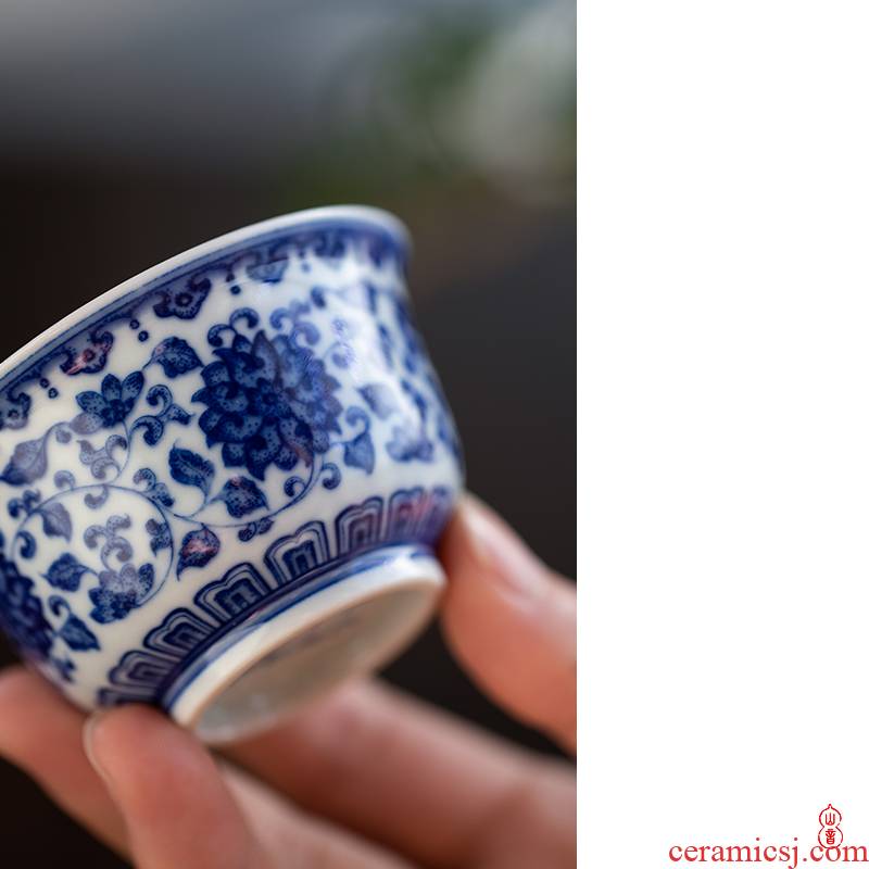 Art home benevolence put flowers zhengde glass ceramic cups master of kung fu tea set sample tea cup tie flowers zhengde cup