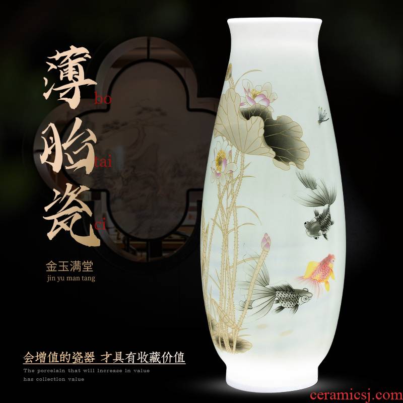 Jingdezhen ceramics lucky bamboo vase furnishing articles living room flower arranging new Chinese style household adornment TV ark