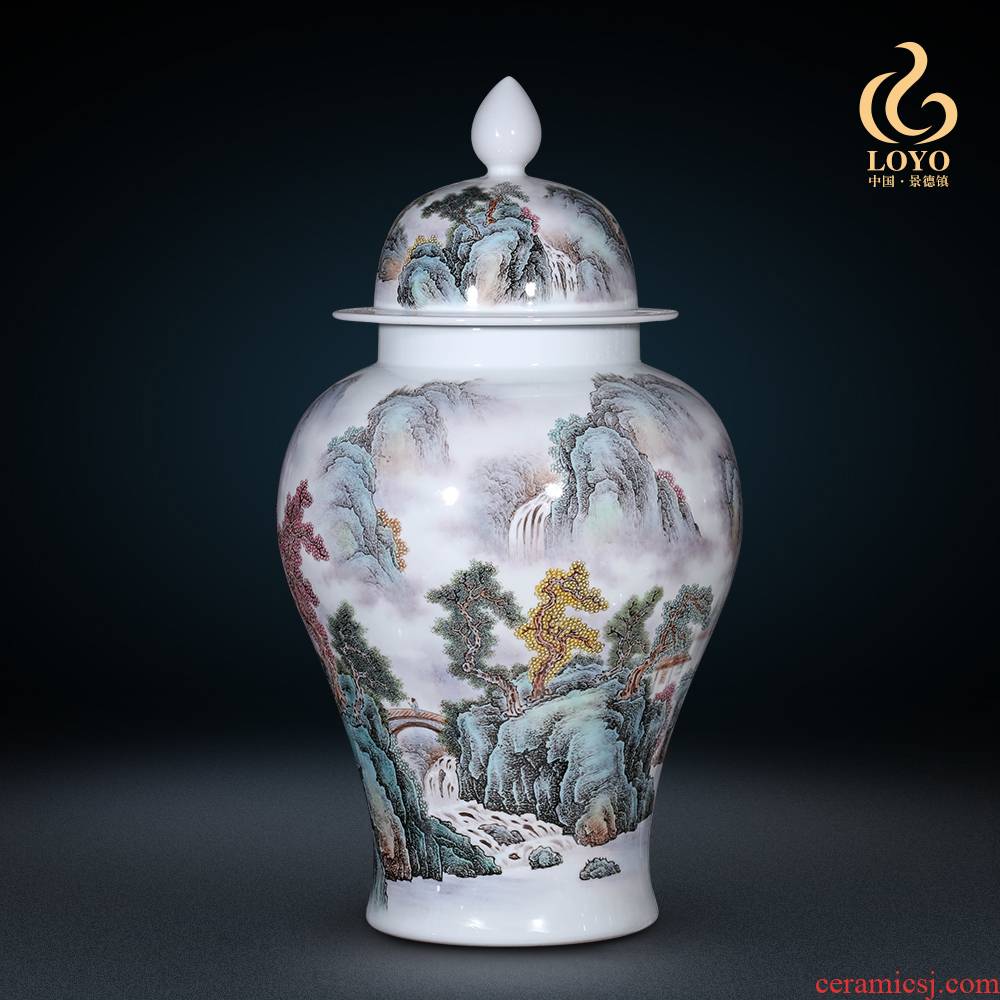 Jingdezhen ceramics hand - made pastel caddy fixings high - grade household of Chinese style with the cover seal pot moisture storage tank