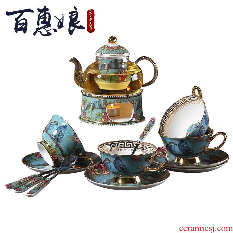 (niang rural wind European ceramic teapot set the based household heating base afternoon tea tea set