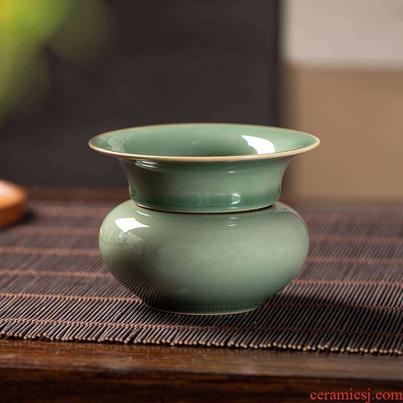 One - piece full checking ceramic owl up) filter kunfu tea accessories fair keller name plum green glaze tea set