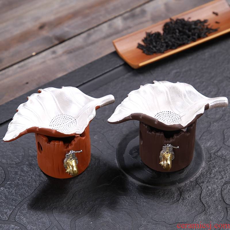 Qiao mu purple sand filter manually coppering. As silver screen pack q: creative emblema kung fu tea tea residue