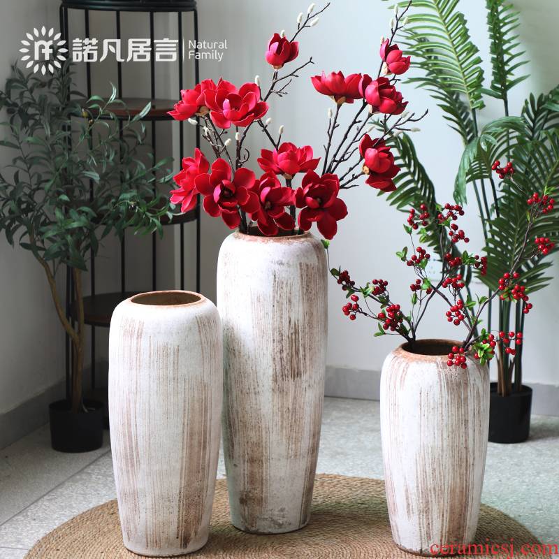 The sitting room of a home stay facility ceramic deadwood big vase wabi-sabi poverty wind restoring ancient ways pottery hydroponic ceramic floor floral furnishing articles