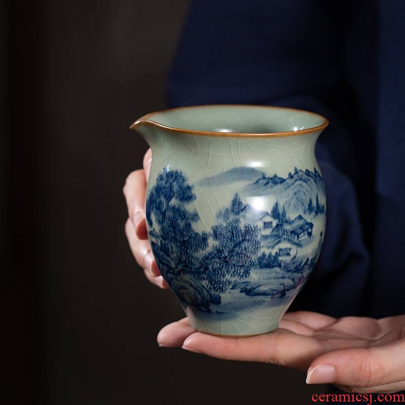 Blue and white maintain landscape old clay ceramic fair keller hand - made the start points of tea ware cup manual of jingdezhen tea service