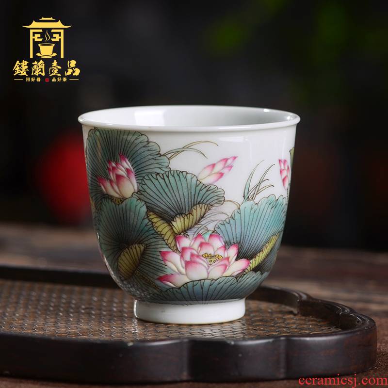 Jingdezhen ceramic all hand - made pastel lotus masters cup large bowl kung fu tea cup, tea cups