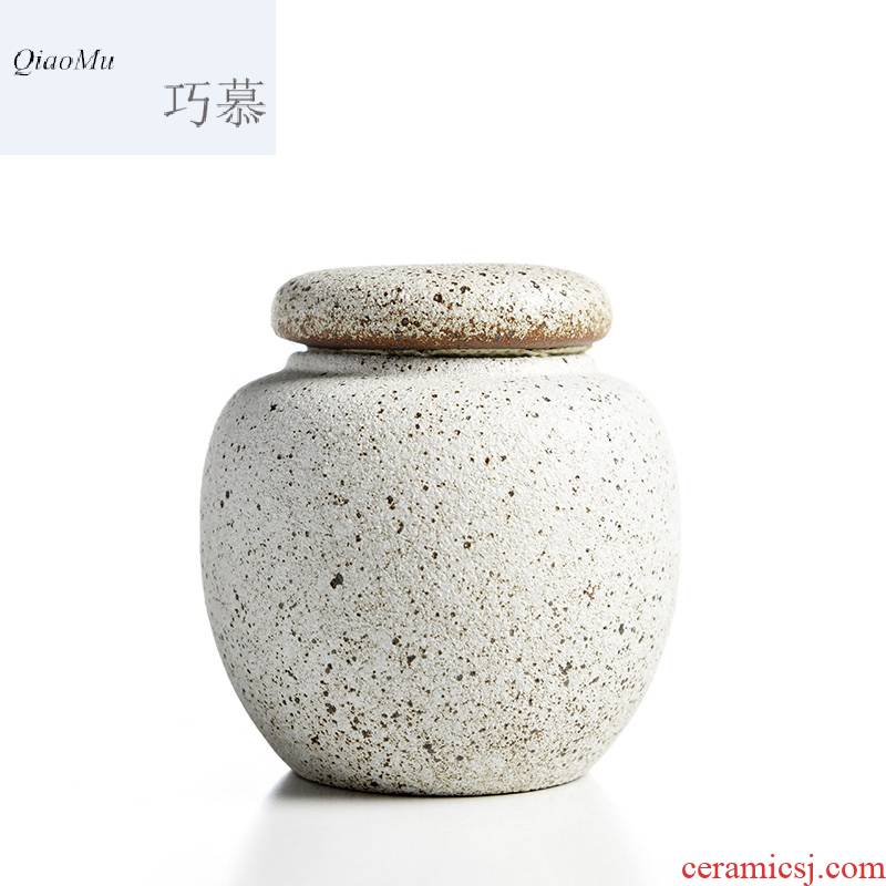 Qiao mu MG mini small seal pot Japanese coarse pottery up ceramic tea caddy fixings warehouse storage of black pottery