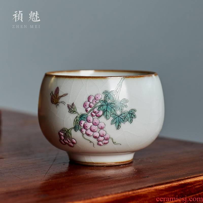 Shot incarnate your up hand - made grape jingdezhen ceramic cups kung fu tea set open piece of sample tea cup masters cup single CPU