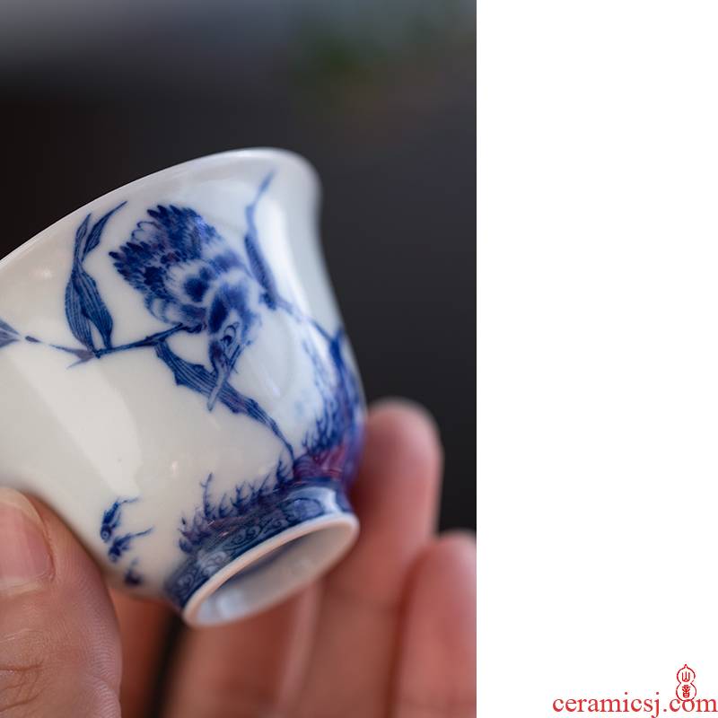 Arborist benevolence ChanCui small bell cup of jingdezhen ceramic high - end kung fu tea cups personal special sample tea cup